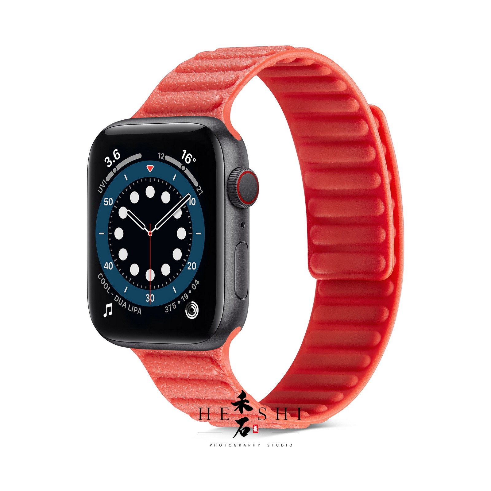 Apple-Watch珊瑚色运动表带 · 3C数码 产品拍摄案例 - 禾石商业摄影